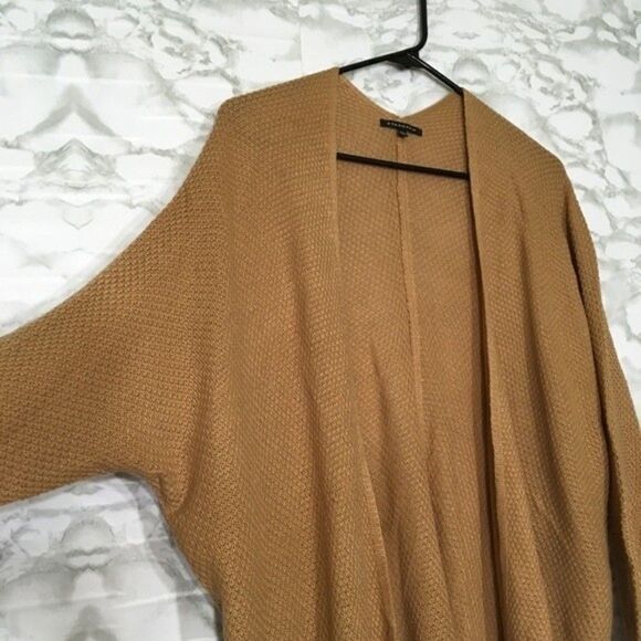Staccato Tan Open-Front Long Knit Cardigan M/L Oversized Layering Sweater - Picture 3 of 12